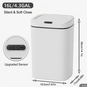 White Motion-Sensing Smart Trash Can – Touchless 4.3 Gallon